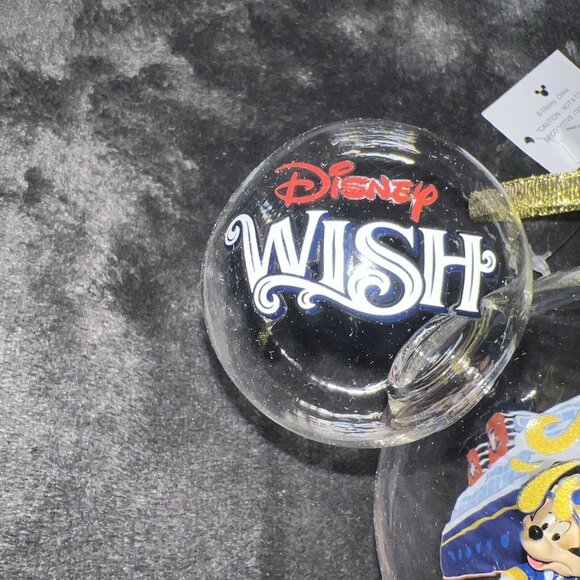 Disney Cruise Line Wish Ship Captain Mickey Minnie Ear Glass Christmas Ornament - Picture 3 of 8